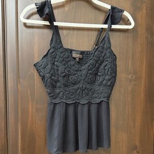 Shyanne Black Lace Tank Top, Size Small